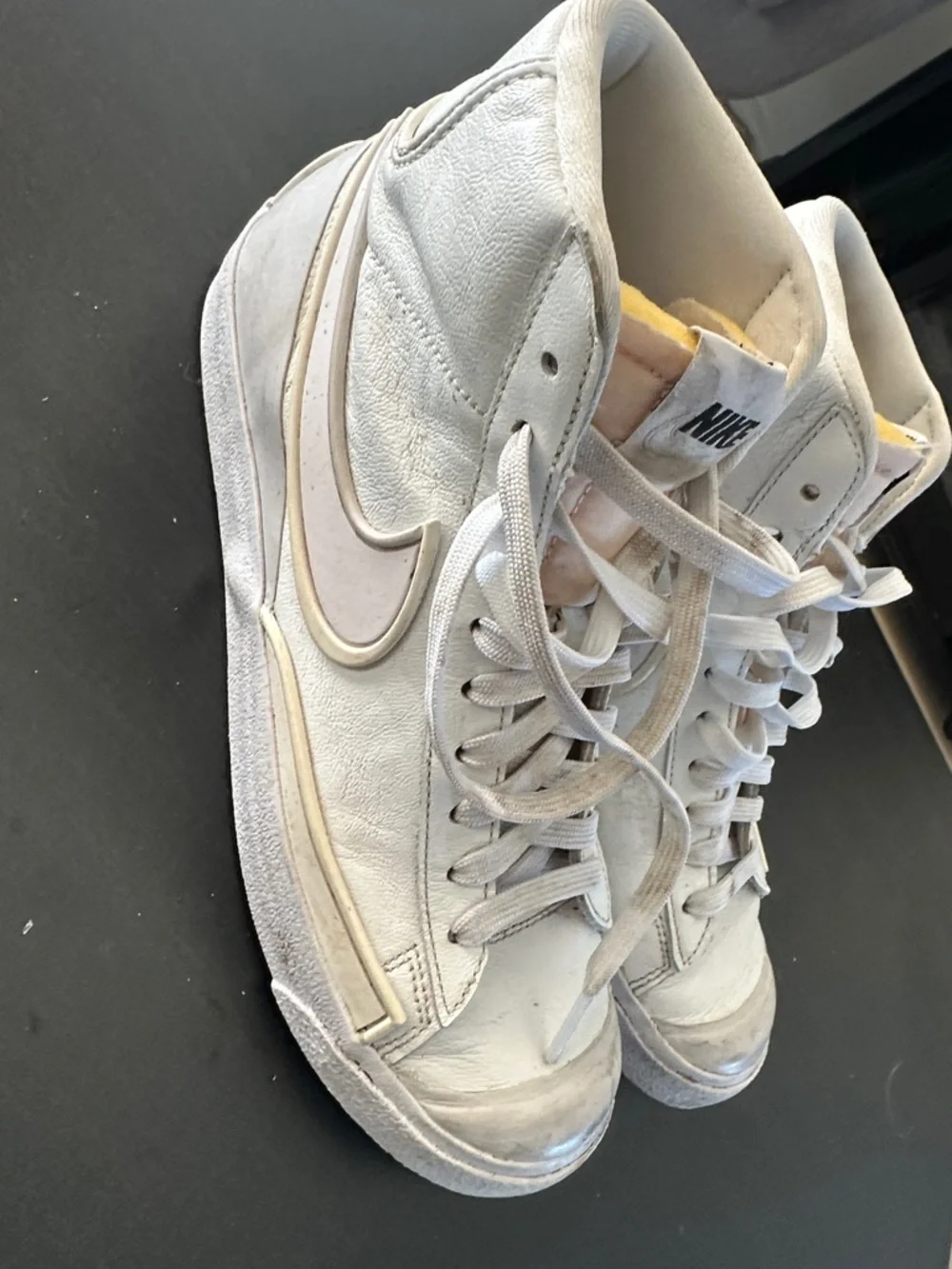 Nike Women's Off-White Leather Mid-Top Sneakers - Picture 1 of 4